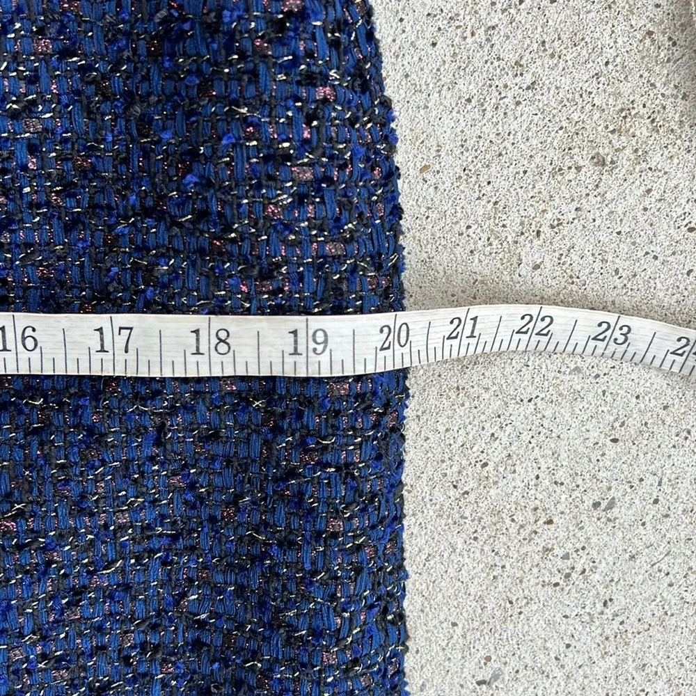 J. Crew Midnight Blue Sleeveless Sparkle Tweed Sheath Dress Size 4 - Picture 13 of 16